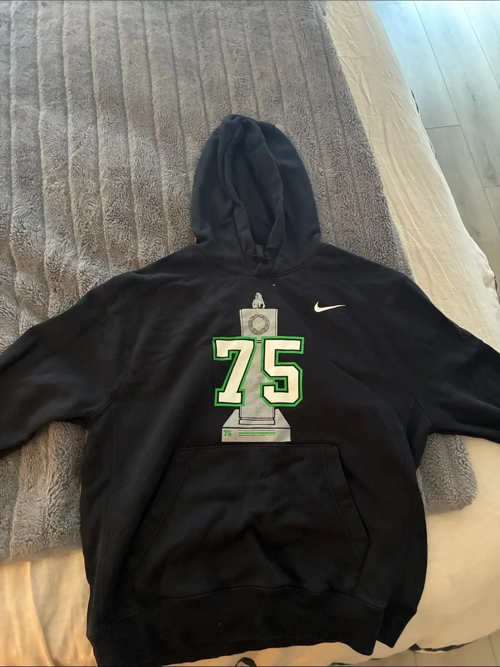 Marshall University Nike Black Hoodie with Green and White '75' Graphic